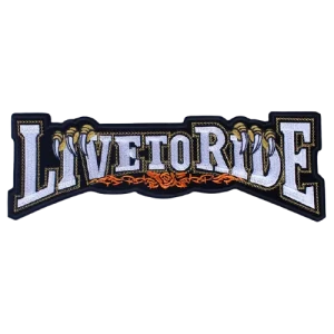 Écusson biker - Live to ride blanc