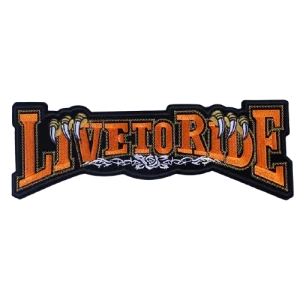 Écusson biker - Live to ride orange